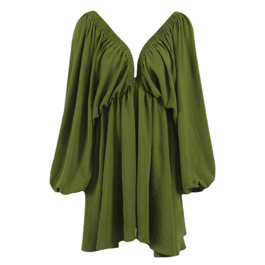 Vintage Designed Green Fall Mini Dresses