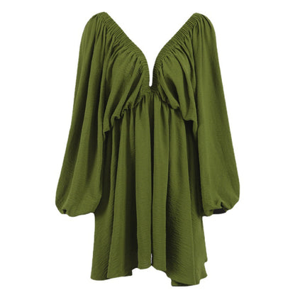 Vintage Designed Green Fall Mini Dresses