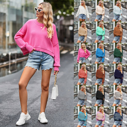Fashion Round Neck Knitted Pullover Sweaters