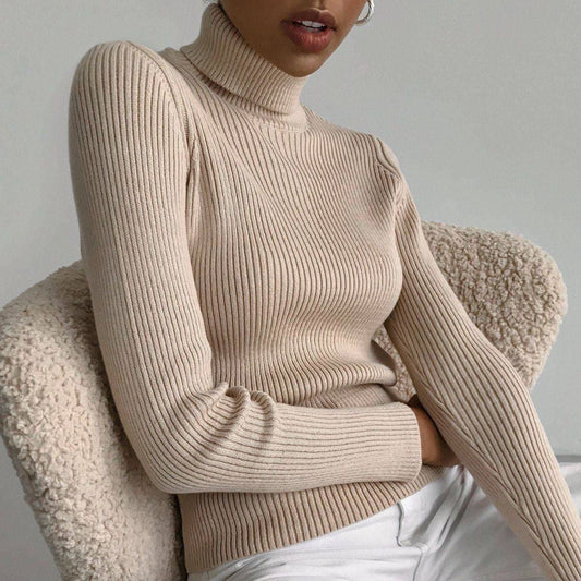 Sexy High Neck Knitted Sheath Sweaters