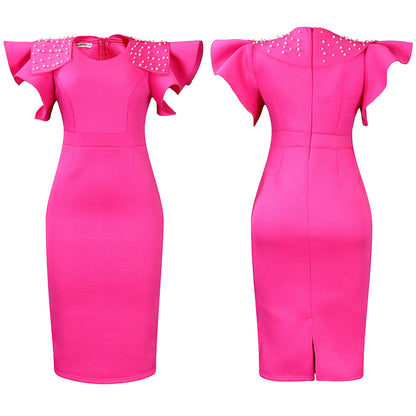 Summer Ruffled Sleeves Women Sheath Dresses