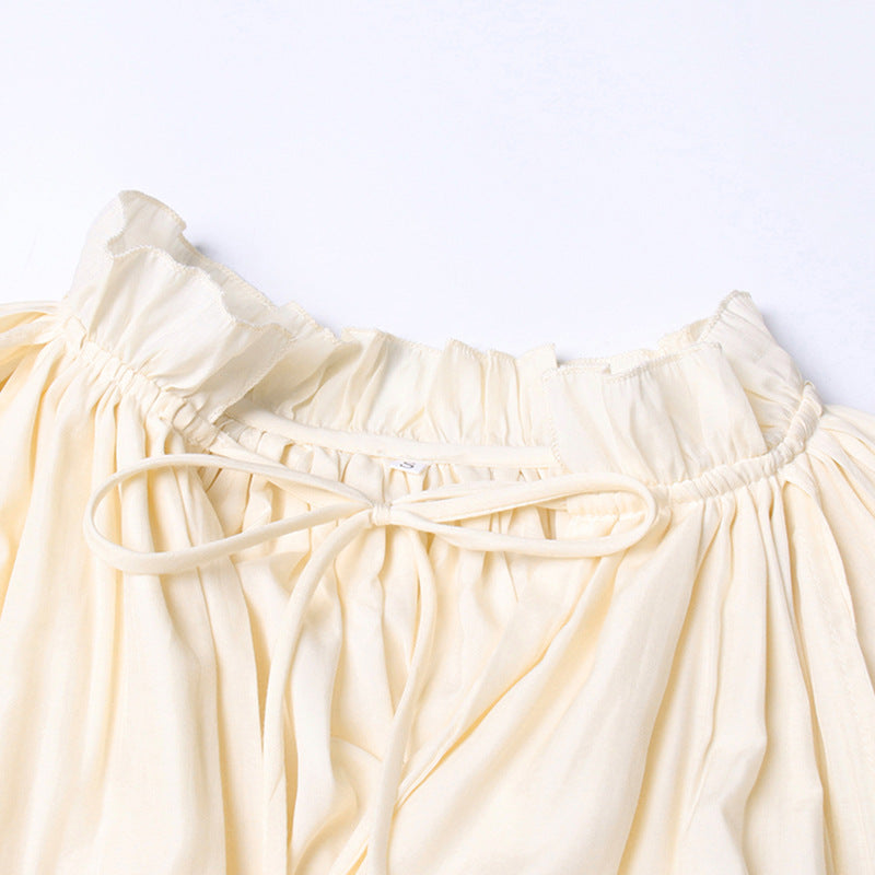 Designed V Neck Ruffled Long Sleeves Cloak Dresses