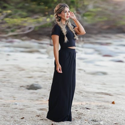 Casual Summer Short Sleeves Shirts & Wide Legs Pants for Women
