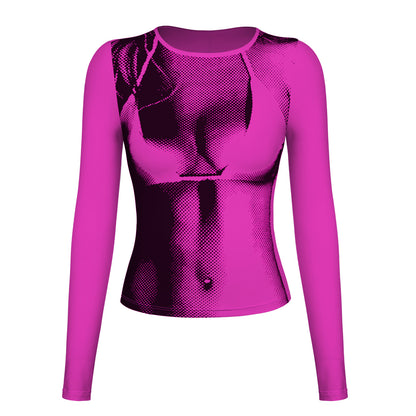 Fashion Midriff Baring Long Sleeves Tight T Shirts