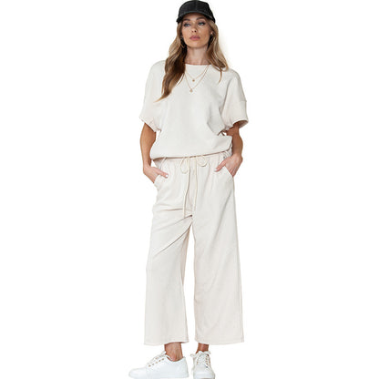 Casual Summer Drawstring Two Pieces Women Suits