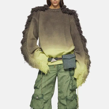 Designed  Fashion Coloring Tassels Knitted Sweaters