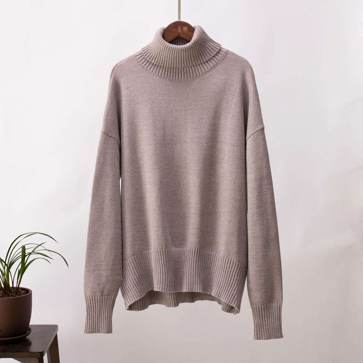 Fashion High Neck Knitted Pullover Sweaters for Women