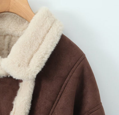 Vintage Winter Lamb Wool Outerwear for Women