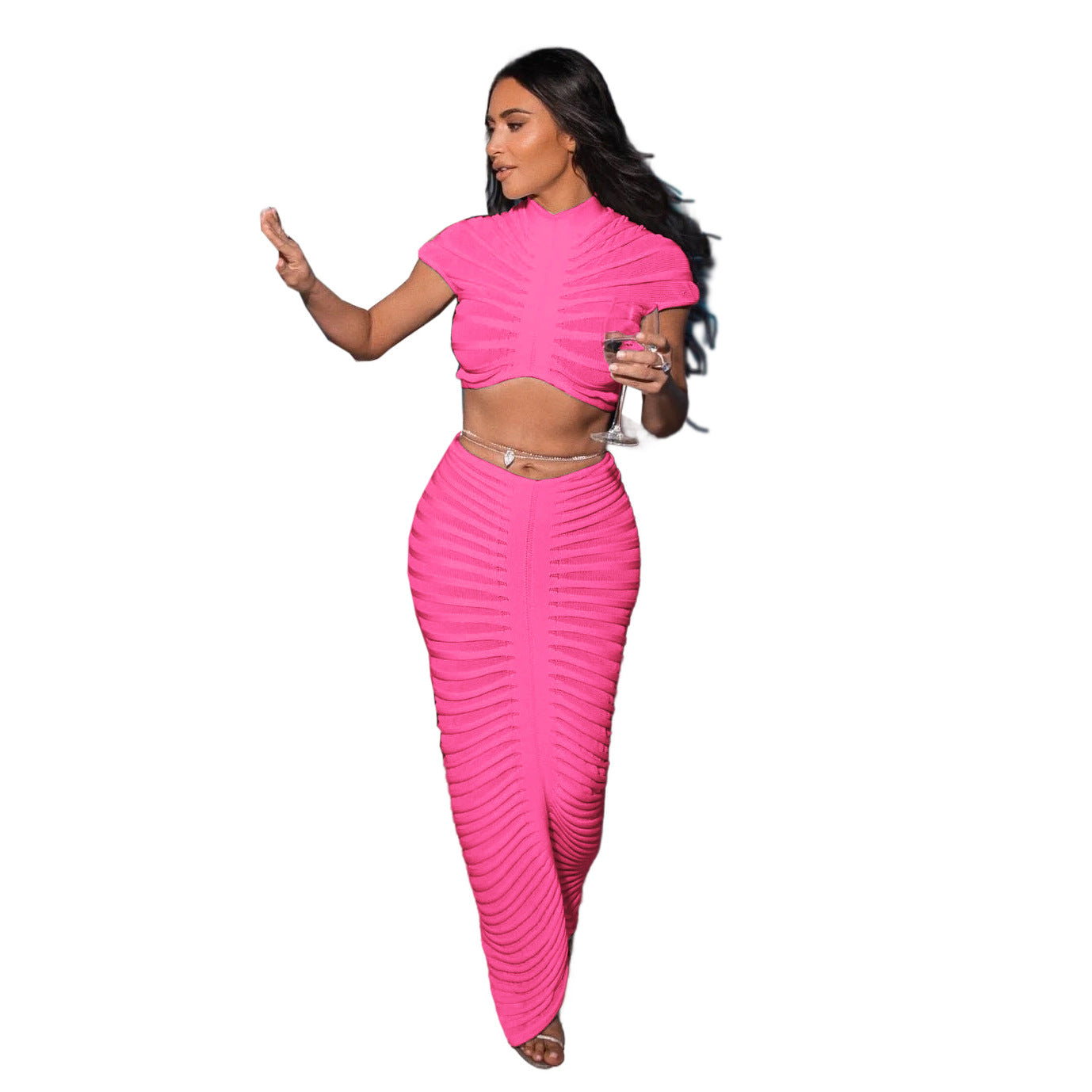 Sexy See Through Knitted Night Party Dress Suits