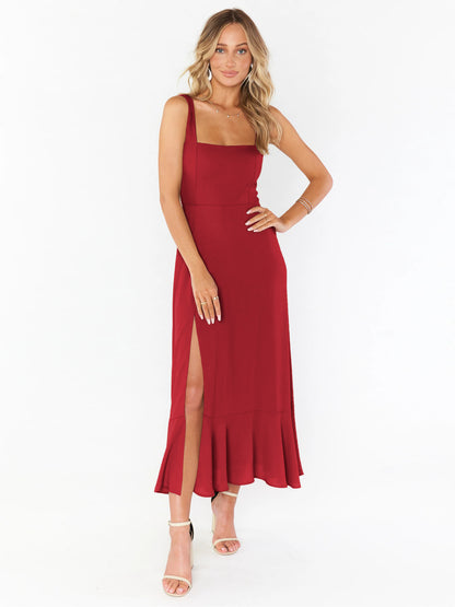 Fashion Summer Split Front Midi Dresses for Women