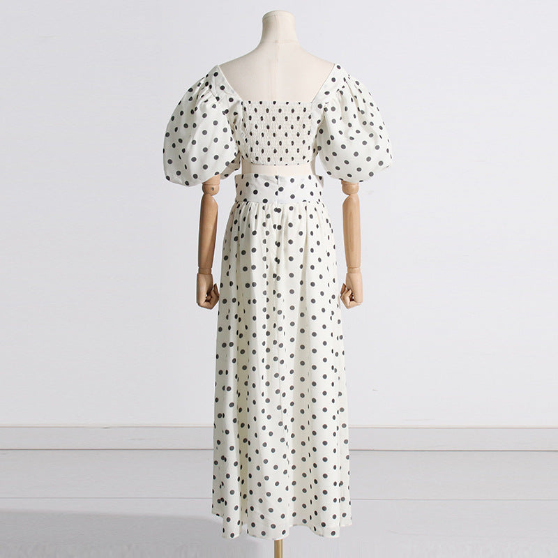 Designed Puff Sleeves Short Tops and Split Skirts Suits
