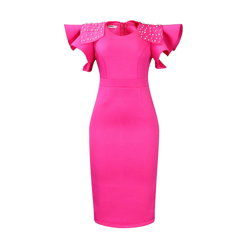 Summer Ruffled Sleeves Women Sheath Dresses