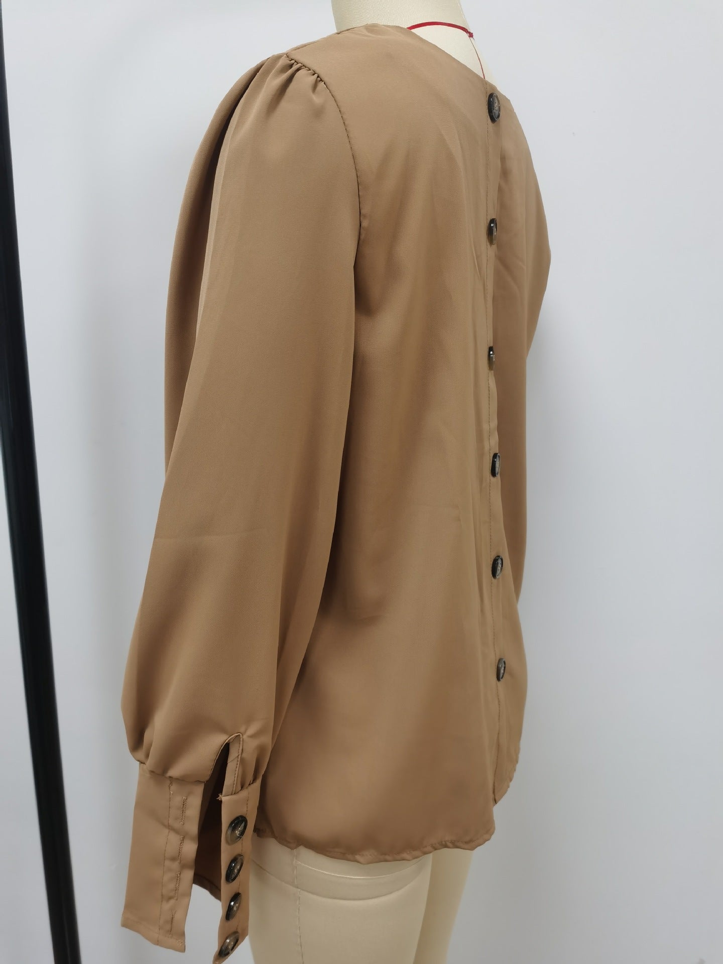 Casual Summer Back Button Long Sleeves Blouses Shirts
