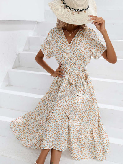 Leisure Summer V Neck Women Midi Dresses
