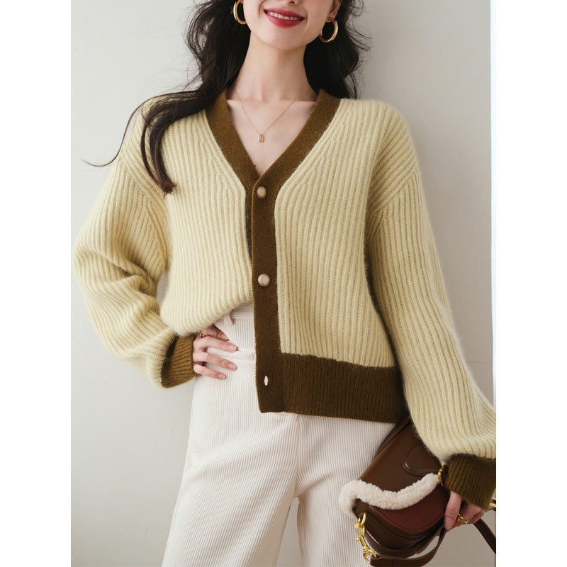 Fashion V Neck Lazy Style Knitted Cardigan Sweaters