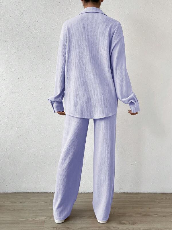 Casual Summer Turnover Collar Two Pieces Suits