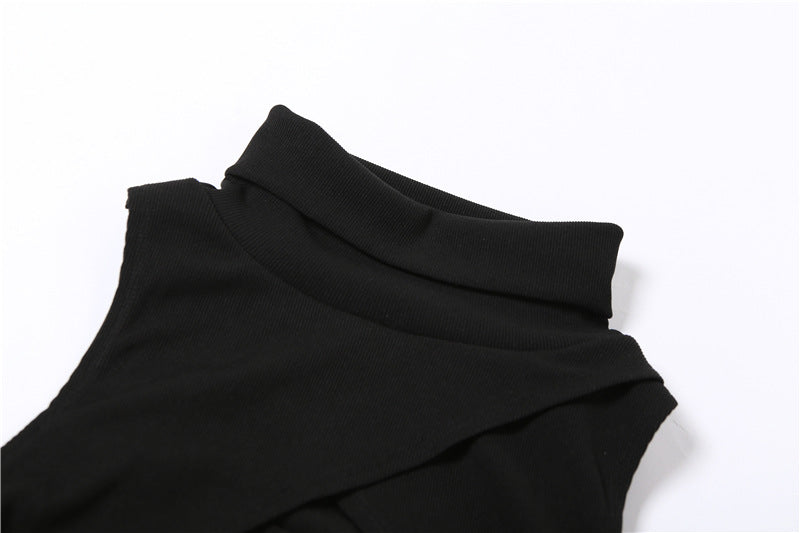 Sexy High Neck Sleeveless Midriff Baring Tank Tops