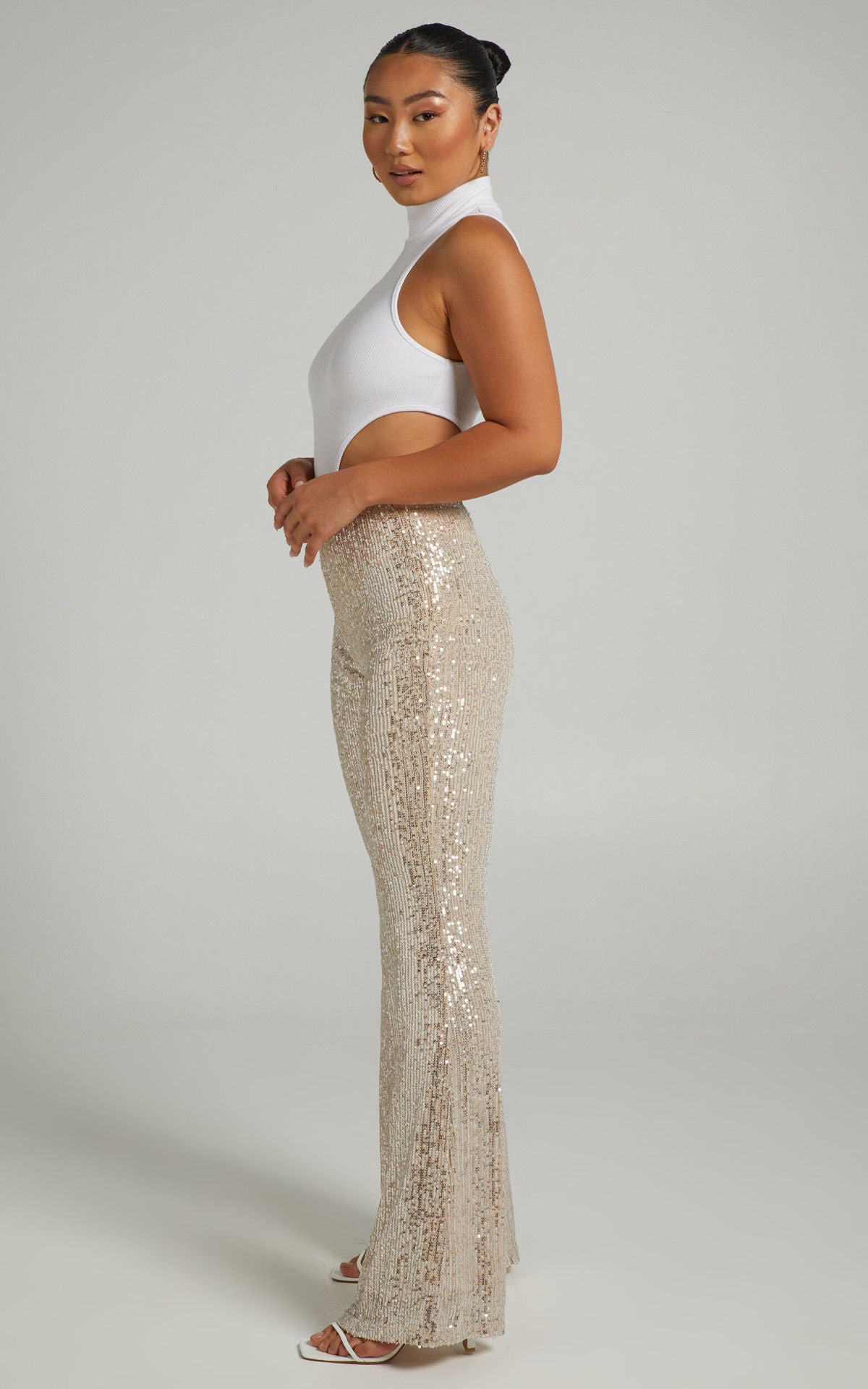 Fashion High Waist Sequined Trumpet Pants for Women