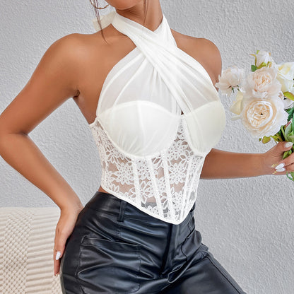 Sexy Halter Lace Tank Tops