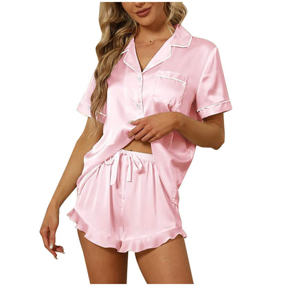 Casual Satin Summer Pajamas Suits for Women