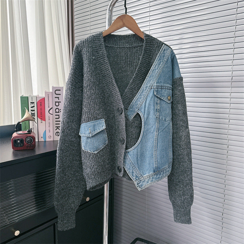 Designed Casual V Neck Knitted Cardigan Sweaters
