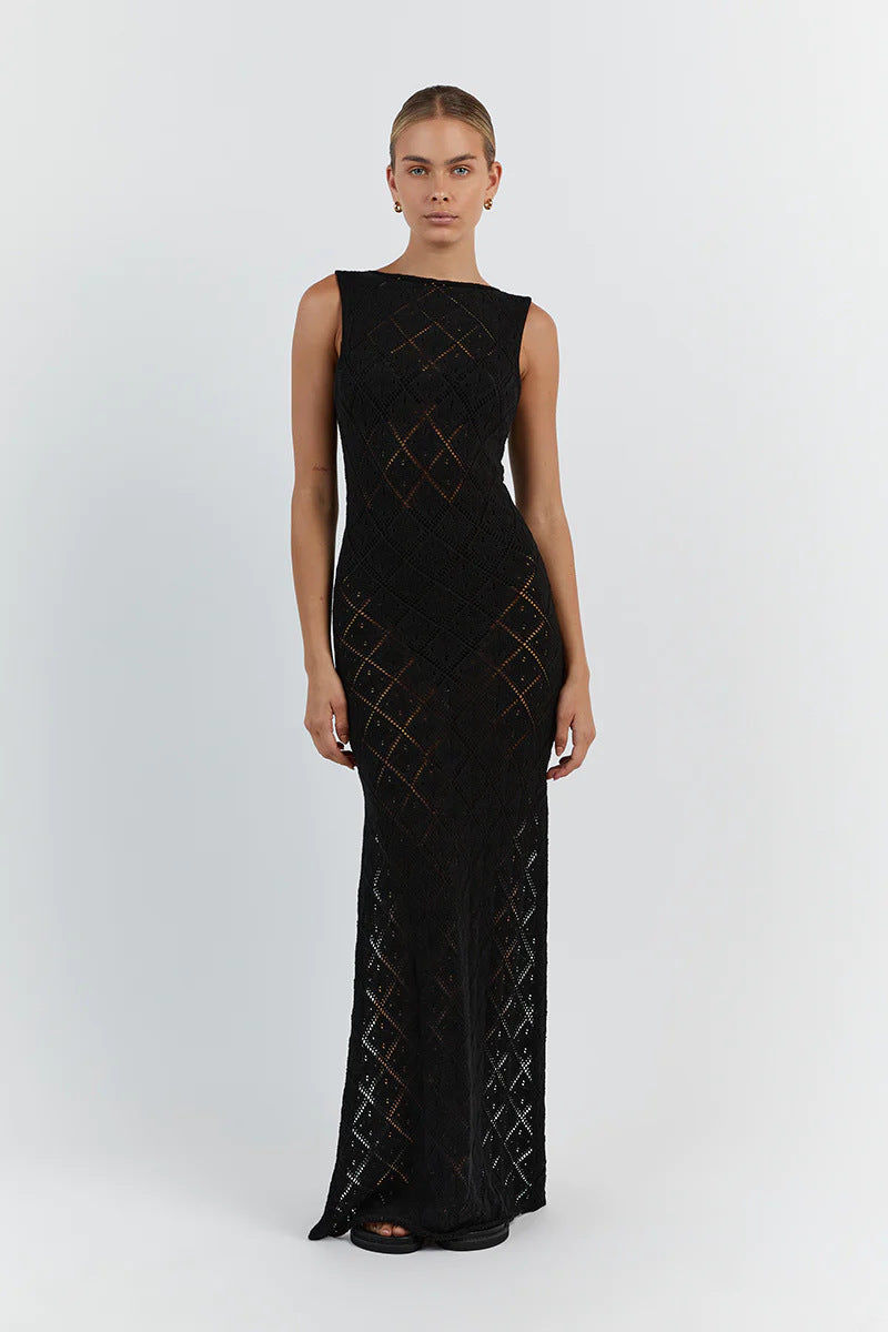 Sexy See Through Knitted Long Dresses for Women