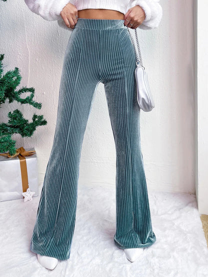 Casual High Waist Corduroy Trumpet Pants for Women