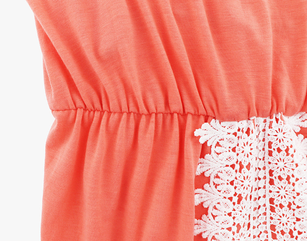 Elegant Lace Trim Summer Long Dresses