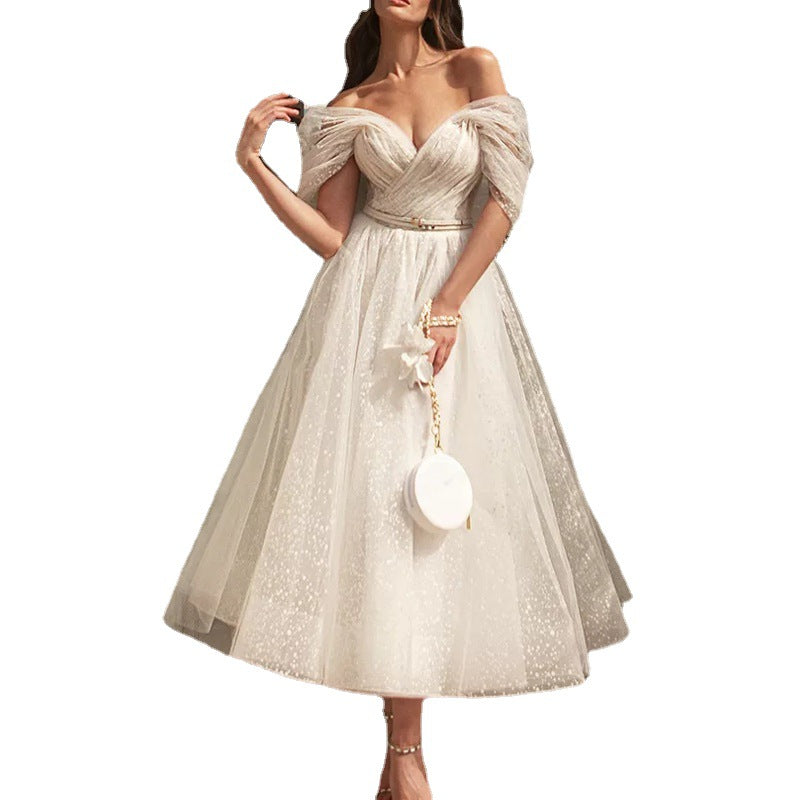 Sexy Off The Shoulder V Neck Party Dresses without Belt
