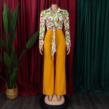 Fashion Long Sleeves Shirts & Wide Legs Pants