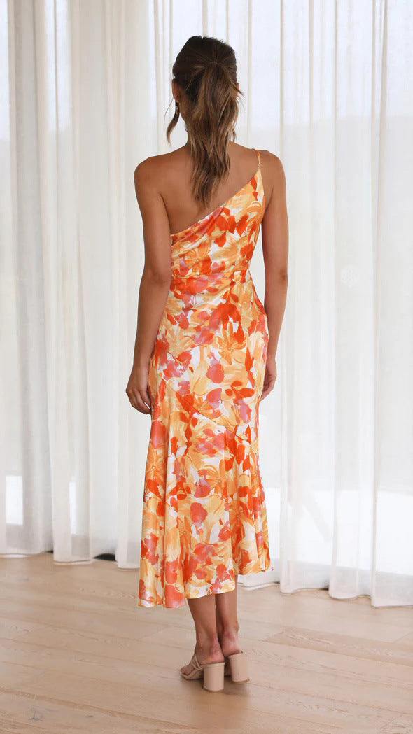 Fashion Summer One Shoulder Midi Length Dresses