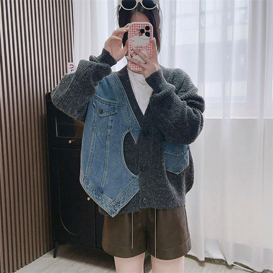 Designed Casual V Neck Knitted Cardigan Sweaters