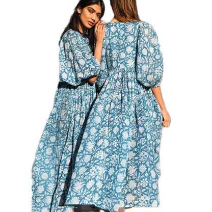 Casual Cotton Half Sleeves Long Dresses