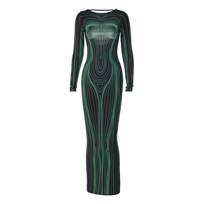 Sexy Fashion Backless Long Sleeves Dresses