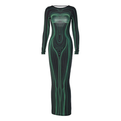 Sexy Fashion Backless Long Sleeves Dresses