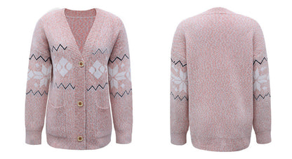 Fashion Christmas Flake Knitted Cardigan Coats