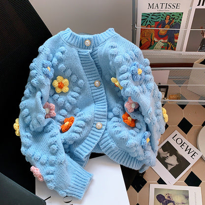 3d Designed Handmade Knitted Flower Cardigans