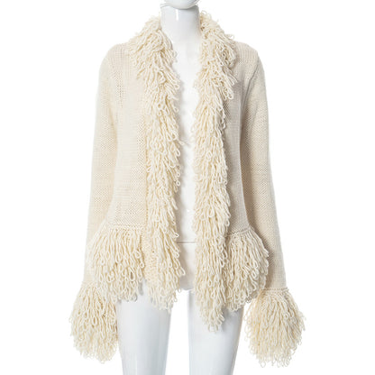 Fashion Long Sleeves Tassels Knitted Sweaters