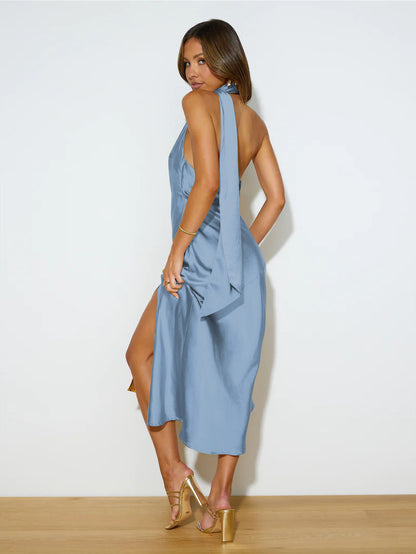 Sexy Satin Backless Evening Dresses