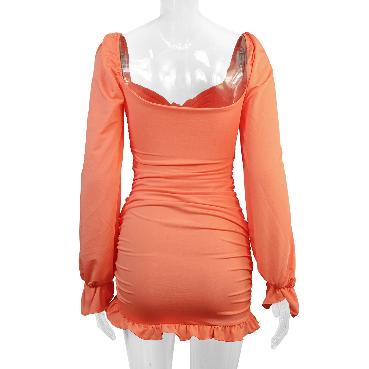 Sexy Ruffled Orange Sheath Mini Dresses