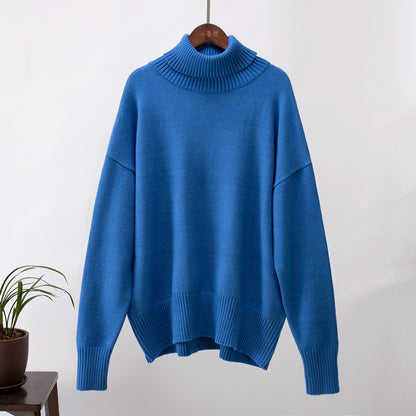 Fashion High Neck Knitted Pullover Sweaters for Women