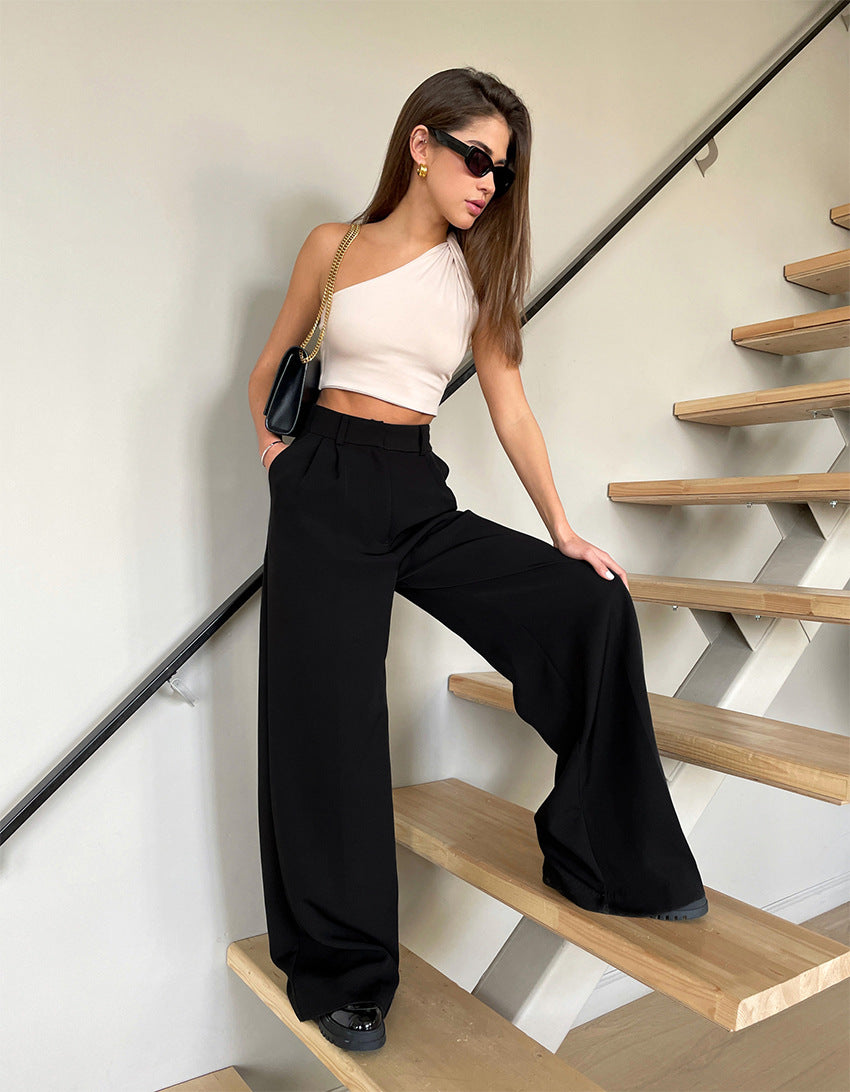 Casual High Waist Wide Legs Long Pants for Women
