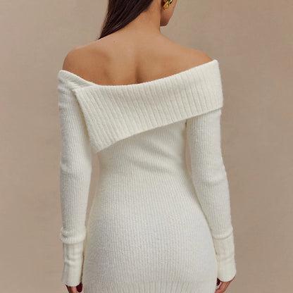 Sexy Off The Shoulder Long Sleeves Knitted Sweaters