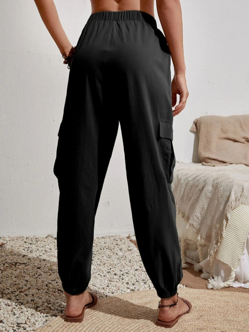 Casual Women Pockets Trousers