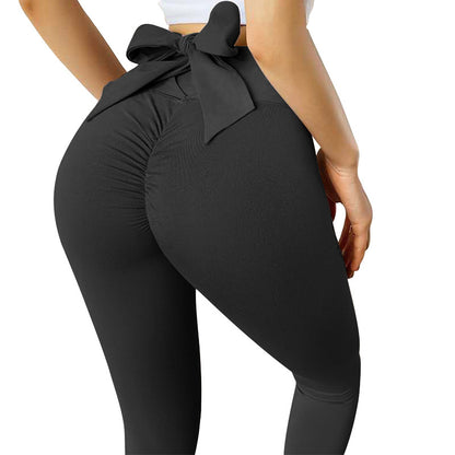 Sexy High Waist Back Bow Design Sports Leggings