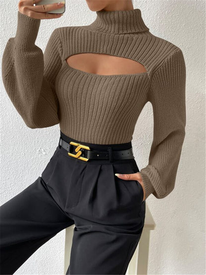 Sexy High Neck Short Knitted Sweaters