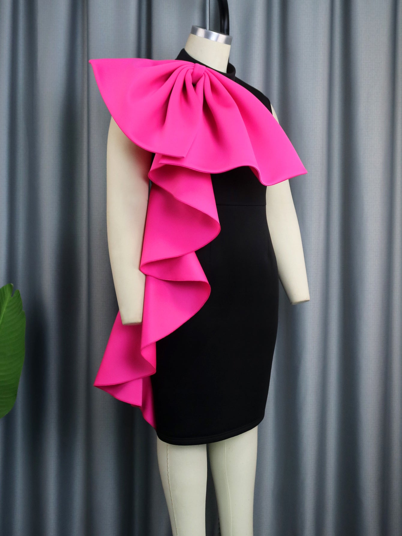 Designed Contrast Color Ruffled Evening Party Dresses