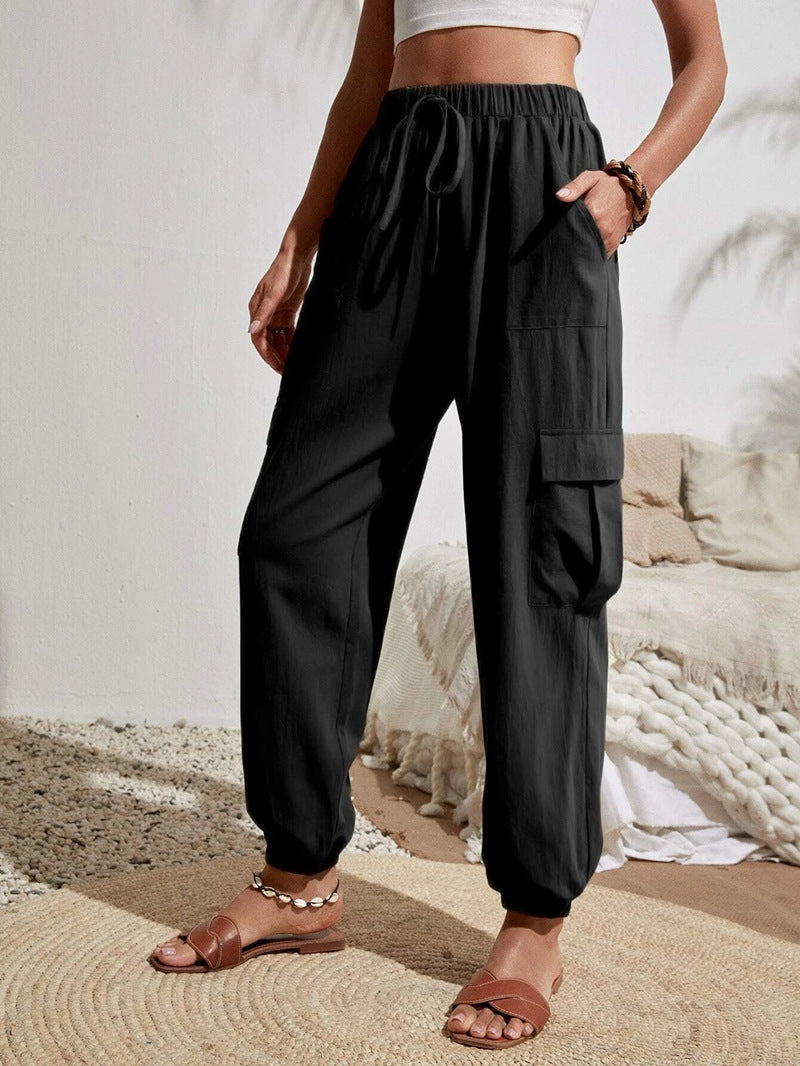 Casual Women Pockets Trousers