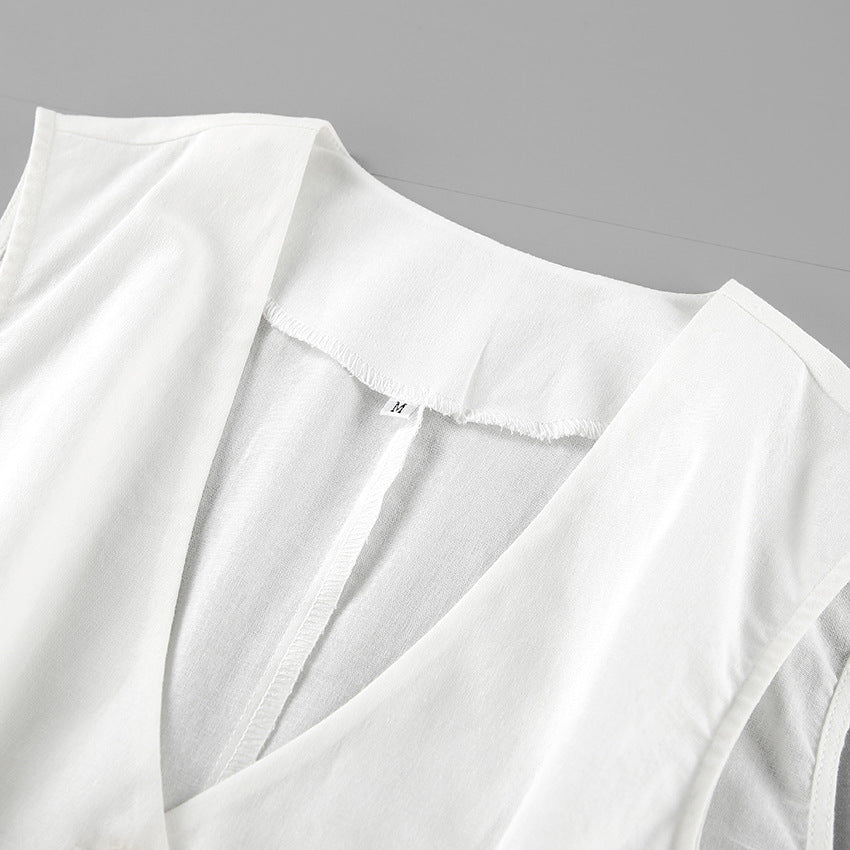 Designed Linen Cotton Summer Sleeveless Tops and Shorts Sets