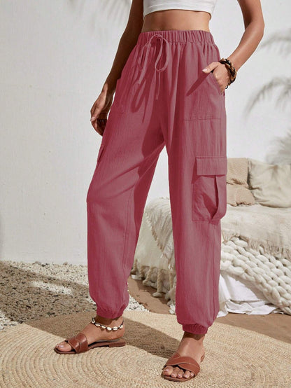 Casual Women Pockets Trousers